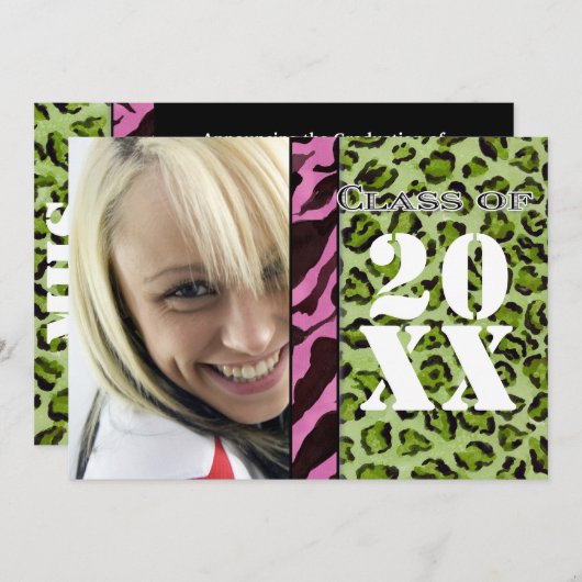 Empreinte de léopard Zebra, Faire-part de diplôme (Devant / Derrière)