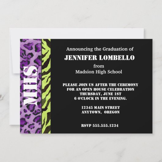 Empreinte de léopard Zebra, Faire-part de diplôme (Dos)