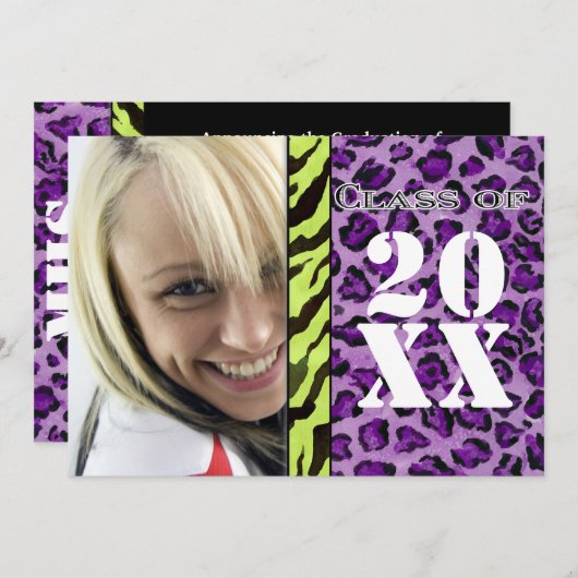 Empreinte de léopard Zebra, Faire-part de diplôme (Devant / Derrière)