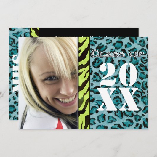 Empreinte de léopard Zebra, Faire-part de diplôme (Devant / Derrière)