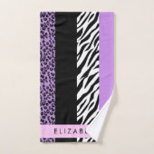 Empreinte de léopard, Zebra Print, Purple, Votre n (Serviette à main)