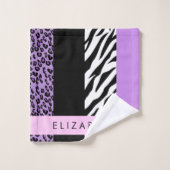 Empreinte de léopard, Zebra Print, Purple, Votre n (Gant de toilette)