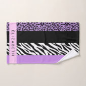 Empreinte de léopard, Zebra Print, Purple, Votre n (Serviette à main)
