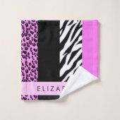 Empreinte de léopard, Zebra Print, Rose, Votre nom (Gant de toilette)