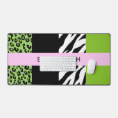 Empreinte de léopard, Zebra Print, Vert, Votre nom (Clavier et souris)
