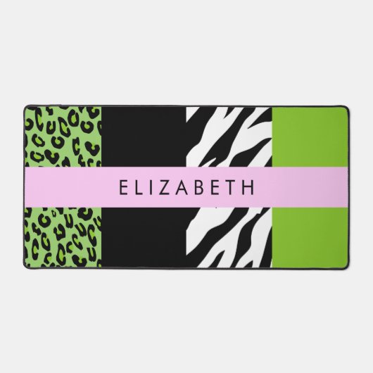 Empreinte de léopard, Zebra Print, Vert, Votre nom (Recto)