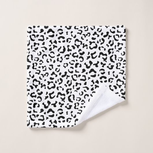 Empreinte de léopard, Zones Léopard, Noir Et Blanc (Gant de toilette)