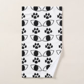 Empreinte de patte de chat noir et blanc (Serviette à main)
