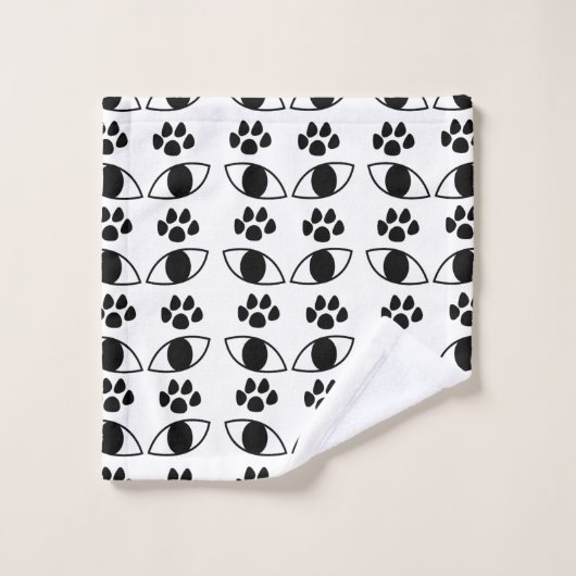 Empreinte de patte de chat noir et blanc (Gant de toilette)