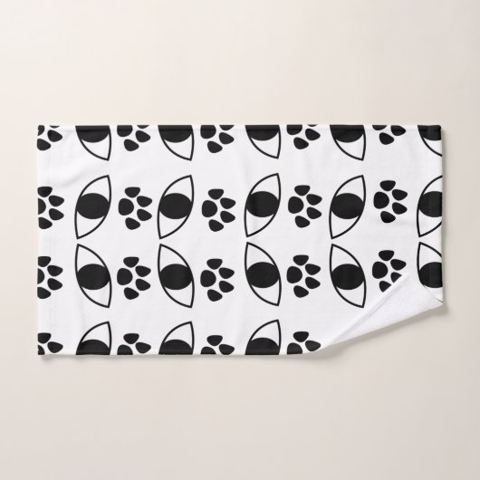 Empreinte de patte de chat noir et blanc (Serviette à main)
