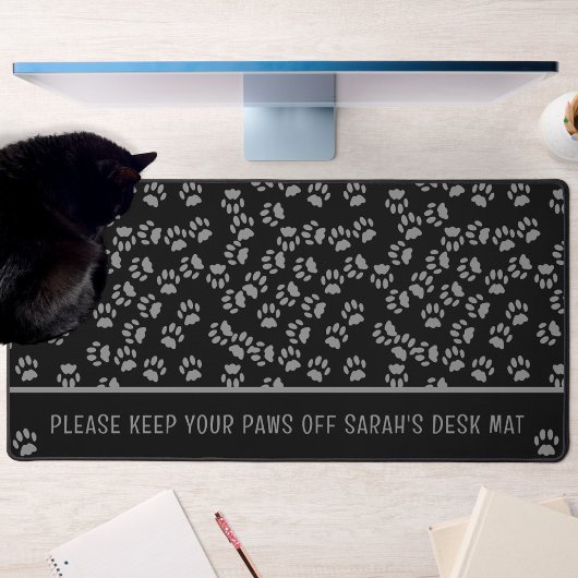 Empreinte de patte de chat noir Motif de bureau pe