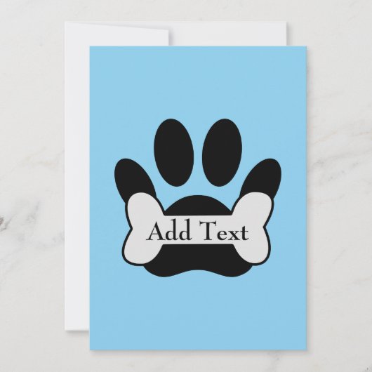 Empreinte de Patte de Chien et Os sur Invitation B (Devant)