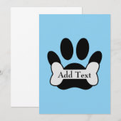 Empreinte de Patte de Chien et Os sur Invitation B (Devant / Derrière)