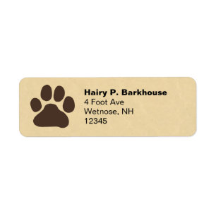Empreinte de patte de chien Étiquettes d'adresse d