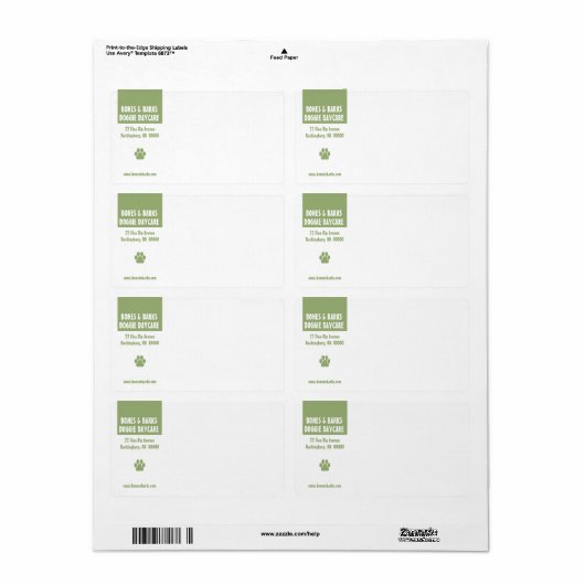 Empreinte de patte Étiquette d'expédition de chien (Feuille entière)