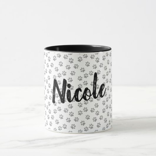 Empreinte de patte noir et blanc Personnalisé Mug  (Centre)