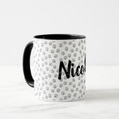 Empreinte de patte noir et blanc Personnalisé Mug  (Devant gauche)