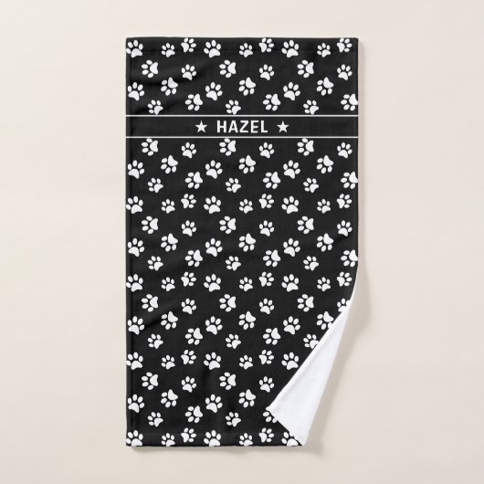 Empreinte de patte noir et blanc Serviette de chie (Serviette à main)