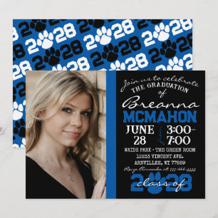 Empreinte de patte noir et bleu - Invitation photo