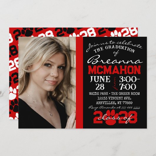 Empreinte de patte noir et rouge - Invitation phot