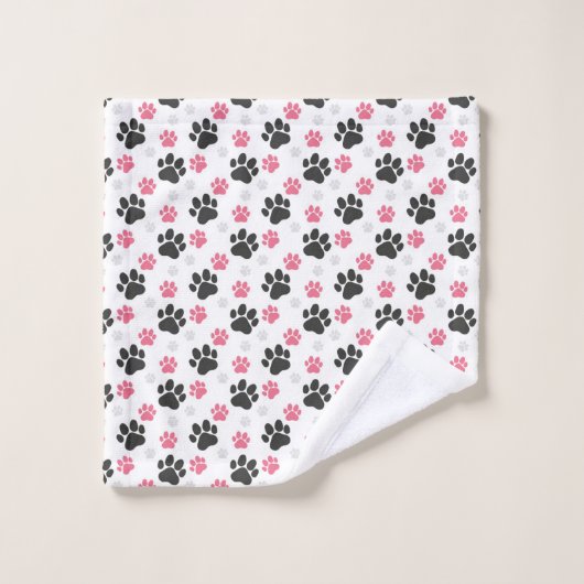 Empreinte de patte noire rose pour propriétaire de (Gant de toilette)