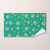 Empreinte de patte rose mignon & Coeurs (Serviette à main)