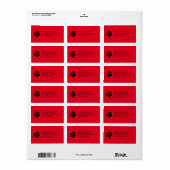 Empreinte de patte rouge - Étiquette de adresse (Feuille entière)