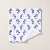 Empreinte d'hippocampe bleu et blanc (Gant de toilette)