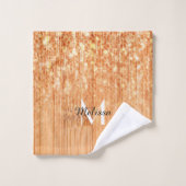 Empreinte en bois de bambou orange brillant Monogr (Gant de toilette)