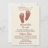 Empreinte Pink Baby Girl Faire-part de naissance m (Devant)