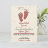 Empreinte Pink Baby Girl Faire-part de naissance m (Debout devant)