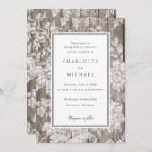 Empreinte romantique de fleurs sur faire-part de m (Devant / Derrière)