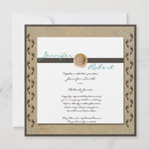 Empreintes dans le Faire-part de mariage de sable
