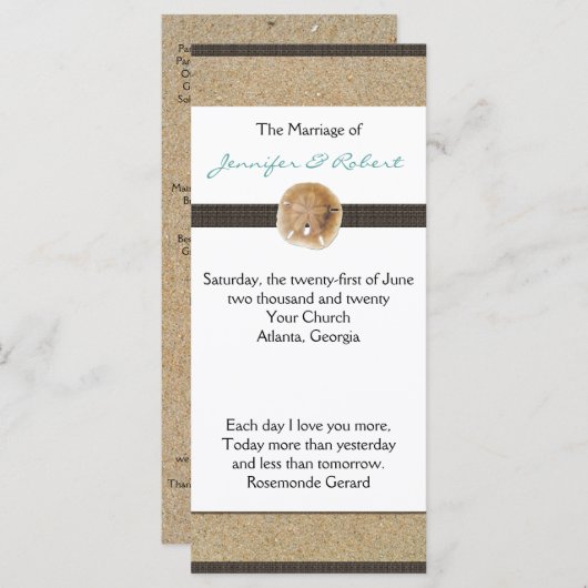 Empreintes dans le programme de mariage du sable (Devant / Derrière)