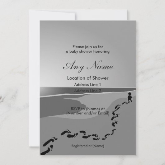 Empreintes dans le sable Baby Shower Invitations (Devant)