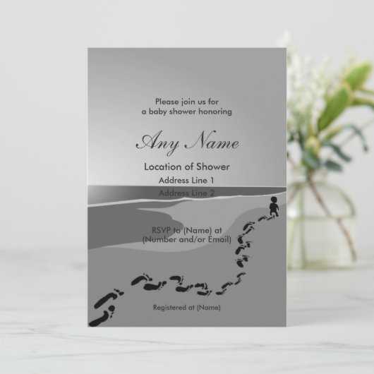 Empreintes dans le sable Baby Shower Invitations (Debout devant)