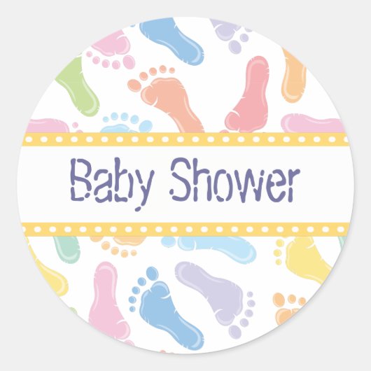 Empreintes de bébé - Autocollant pour Baby Shower (Devant)