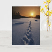 Empreintes de pas dans la carte de note de blanc (Fleur jaune)