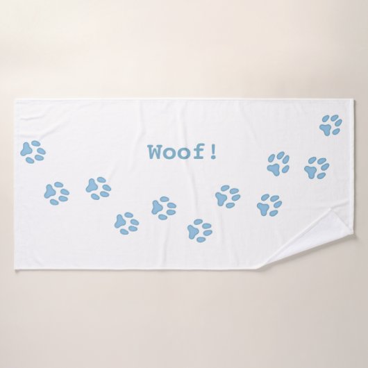 Empreintes de pattes bleus mignon Nom du chien per (Serviette de bain)