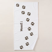 Empreintes de pattes Brown foncés mignon Nom du ch (Serviette de bain)