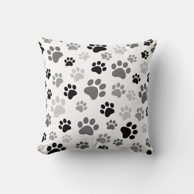 Empreintes de pattes coussin noir et blanc (Recto)