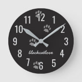 Empreintes de pattes de Chat Noir horloge murale p (Recto)