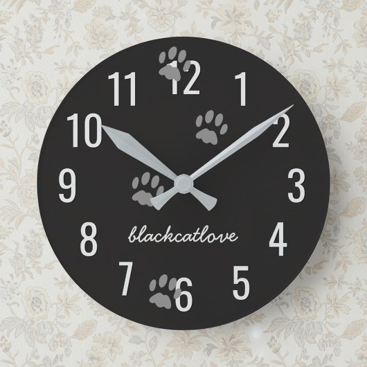 Empreintes de pattes de Chat Noir horloge murale p