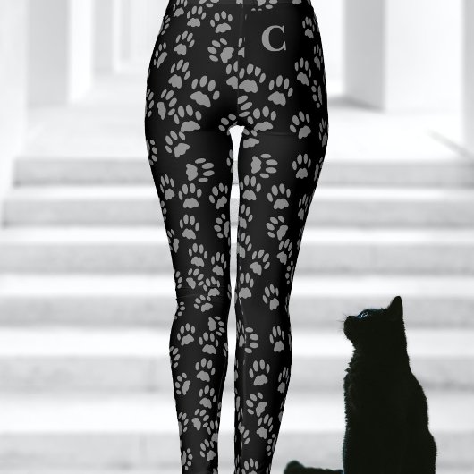 Empreintes de pattes de chats noirs Motif Leggings
