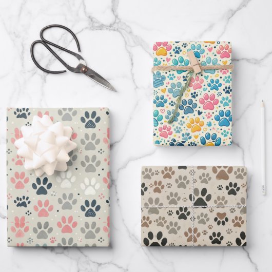 Empreintes de pattes de chien enveloppant papier f (Recto)