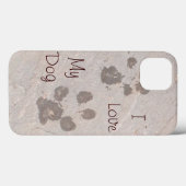 Empreintes de pattes de chien - J'aime mon coque i (Verso (horizontal))