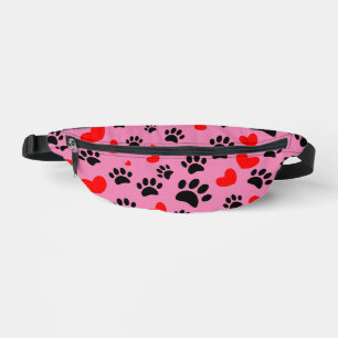 Empreintes de pattes De Chien Random Et Coeurs Rou