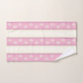 Empreintes de pattes de chien sur les bandes rose  (Serviette à main)