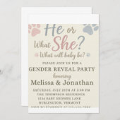 Empreintes de pattes de chiens Invitation de révél (Devant / Derrière)