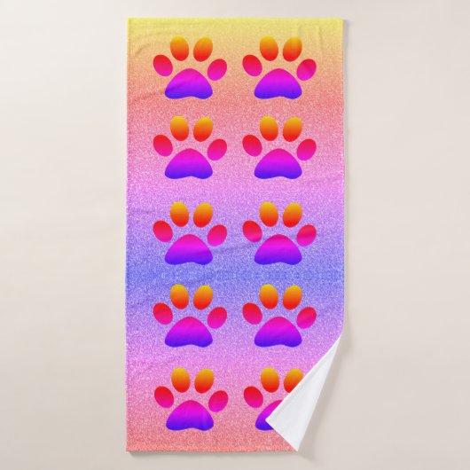 Empreintes de pattes Glitterie colorée Multicolor (Serviette de bain)